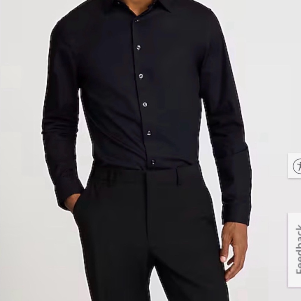 Men’s Express Extra Slim Solid Wrinkle-Resistant … - image 2